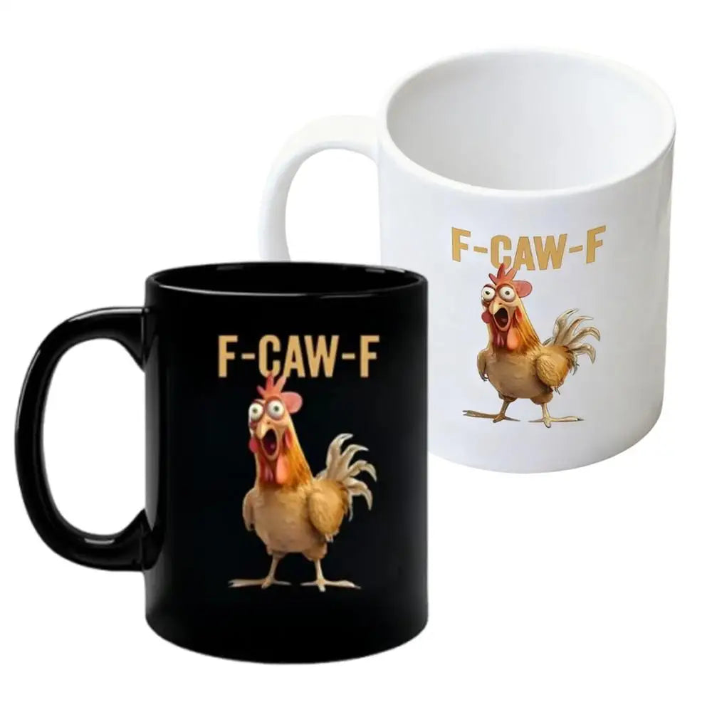 Coffee Mug Ceramic Funny F-Caw-F Chicken FCAWF Coffee Cup Mugs Farmhouse Themed Mug Animal Tea Cup Christmas Gift For Friends