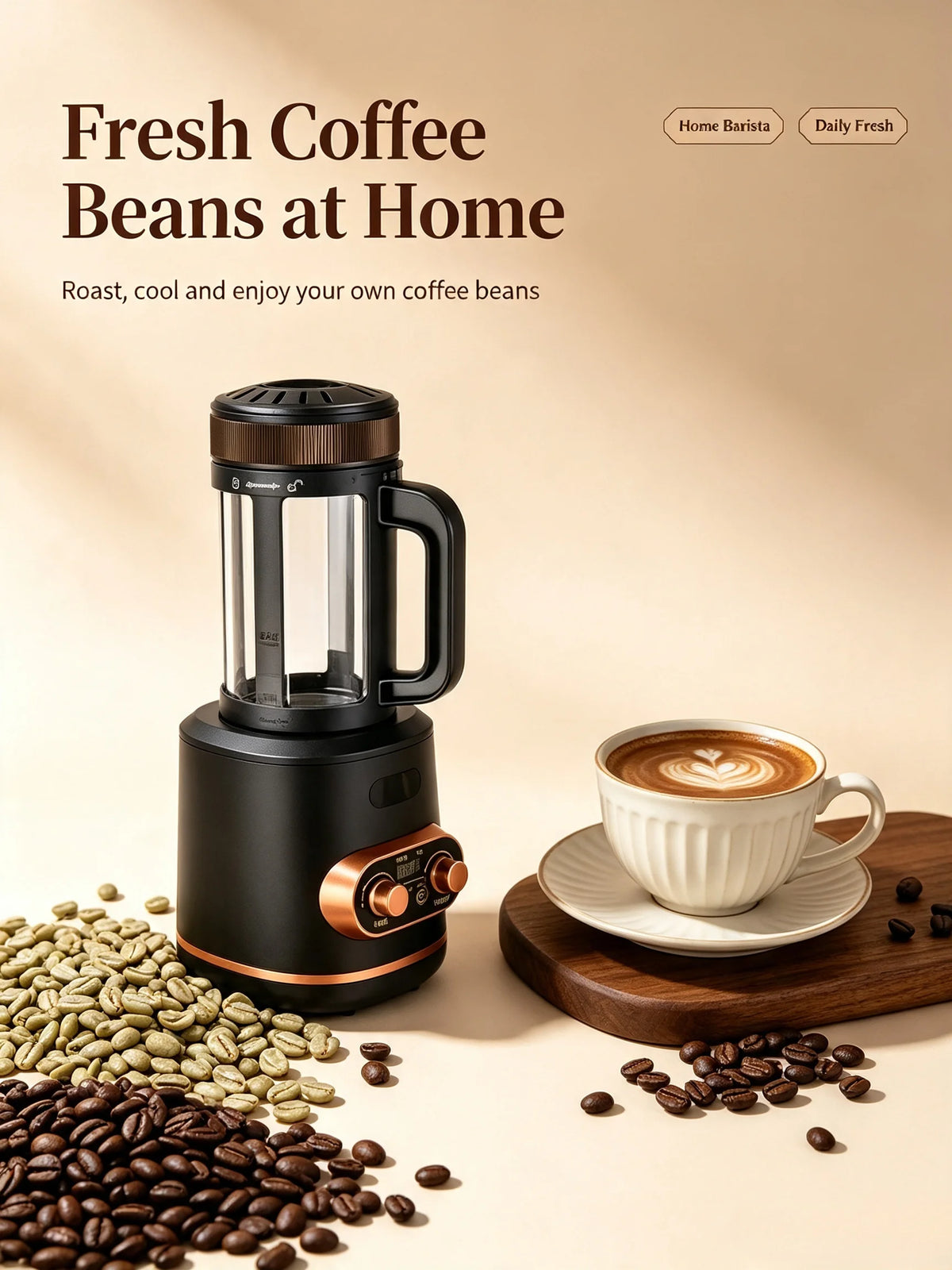 New 220V Electric Coffee Bean Roaster Baking Machine With Temperature Control And Timing Function Automatic Cooling