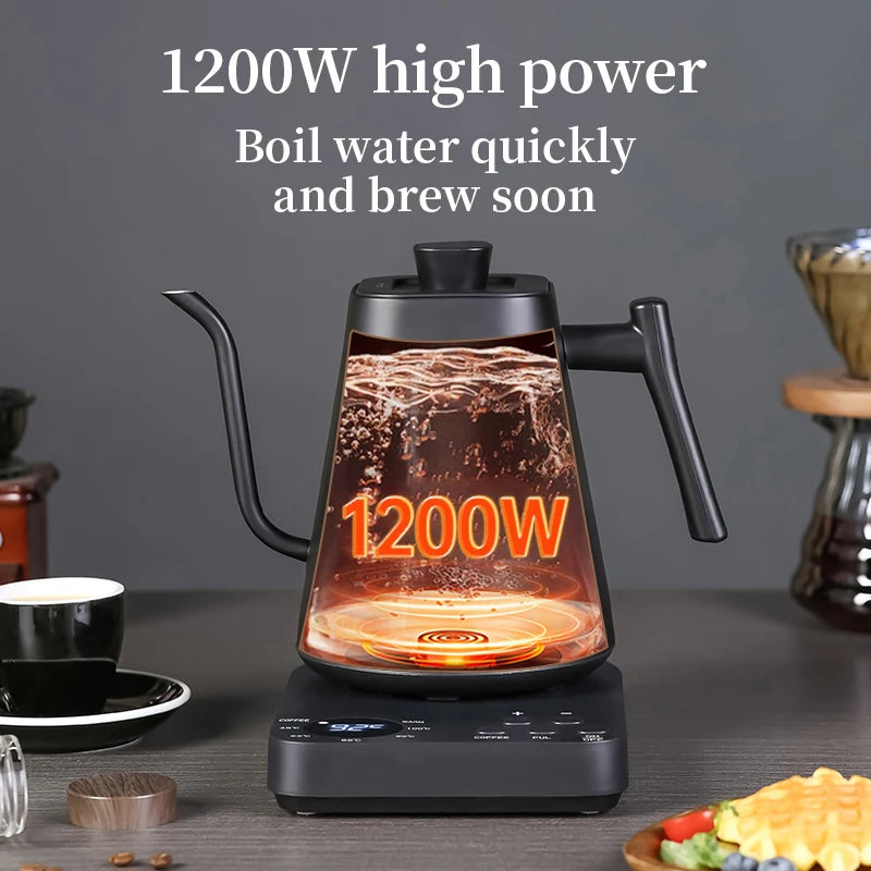 Electric Gooseneck Kettle 1000ML  Hand Brew Coffee Tea 1200W Pot Smart Teapot Temperature Control Pot Rapid Heating Kettle 220v