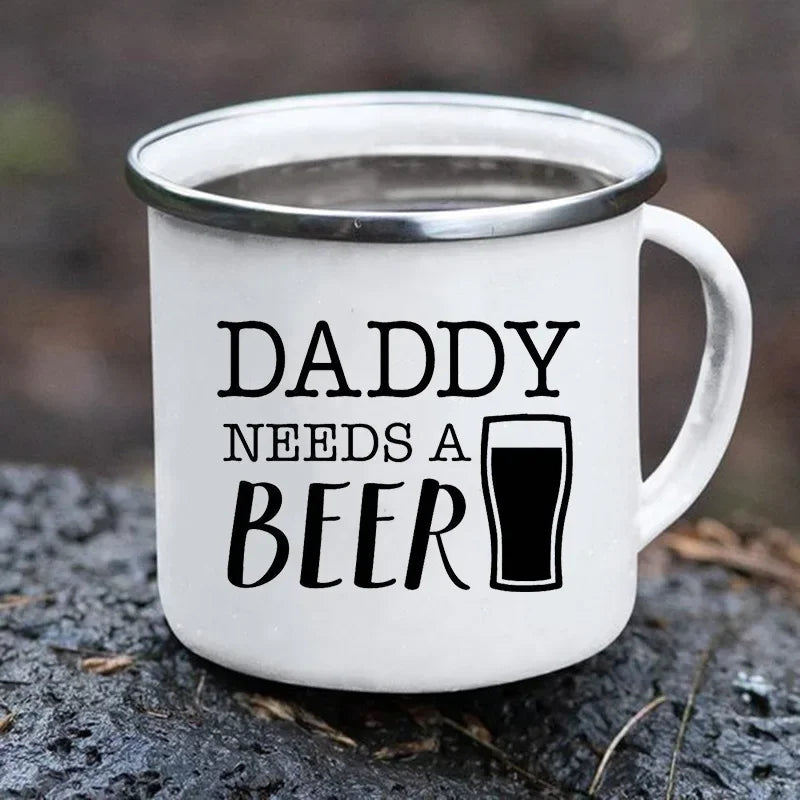 Creative Beer Coffee Mugs Dad Needs Beer Print Cup Unusual Tea Cup Tourist Mug Kawaii Cups for Coffee and Tea Personalized Gifts