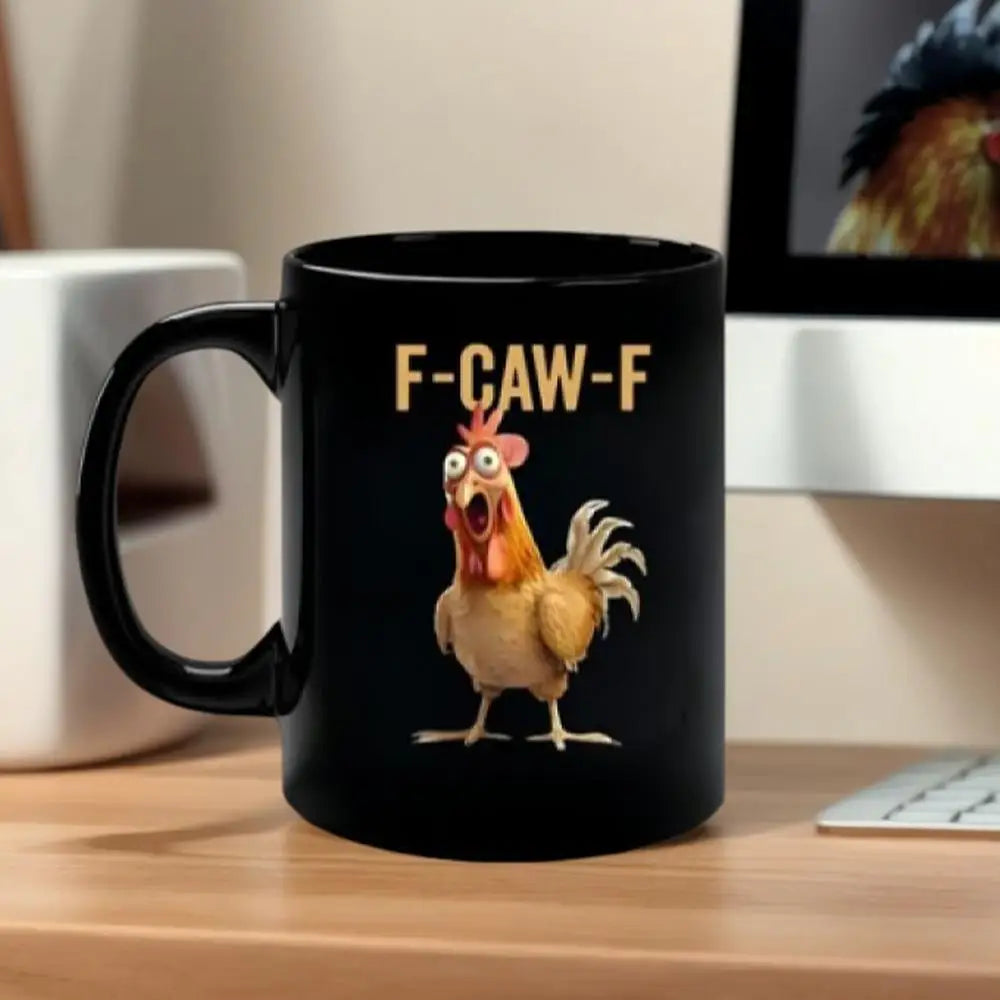 Coffee Mug Ceramic Funny F-Caw-F Chicken FCAWF Coffee Cup Mugs Farmhouse Themed Mug Animal Tea Cup Christmas Gift For Friends