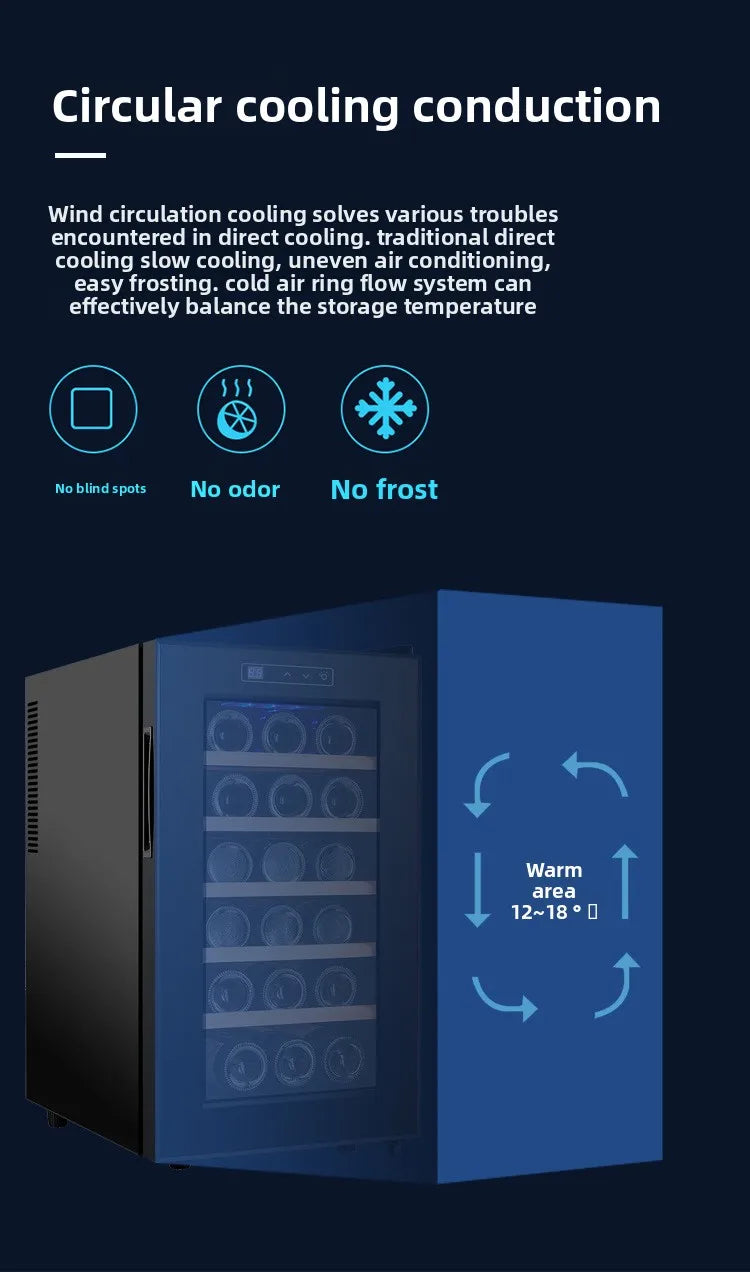18 Bottle Wine Cooler Refrigerator , Quiet Freestanding Wine Fridge for Home/Office, 12℃-18℃ Adjustable Temperature,Glass Door