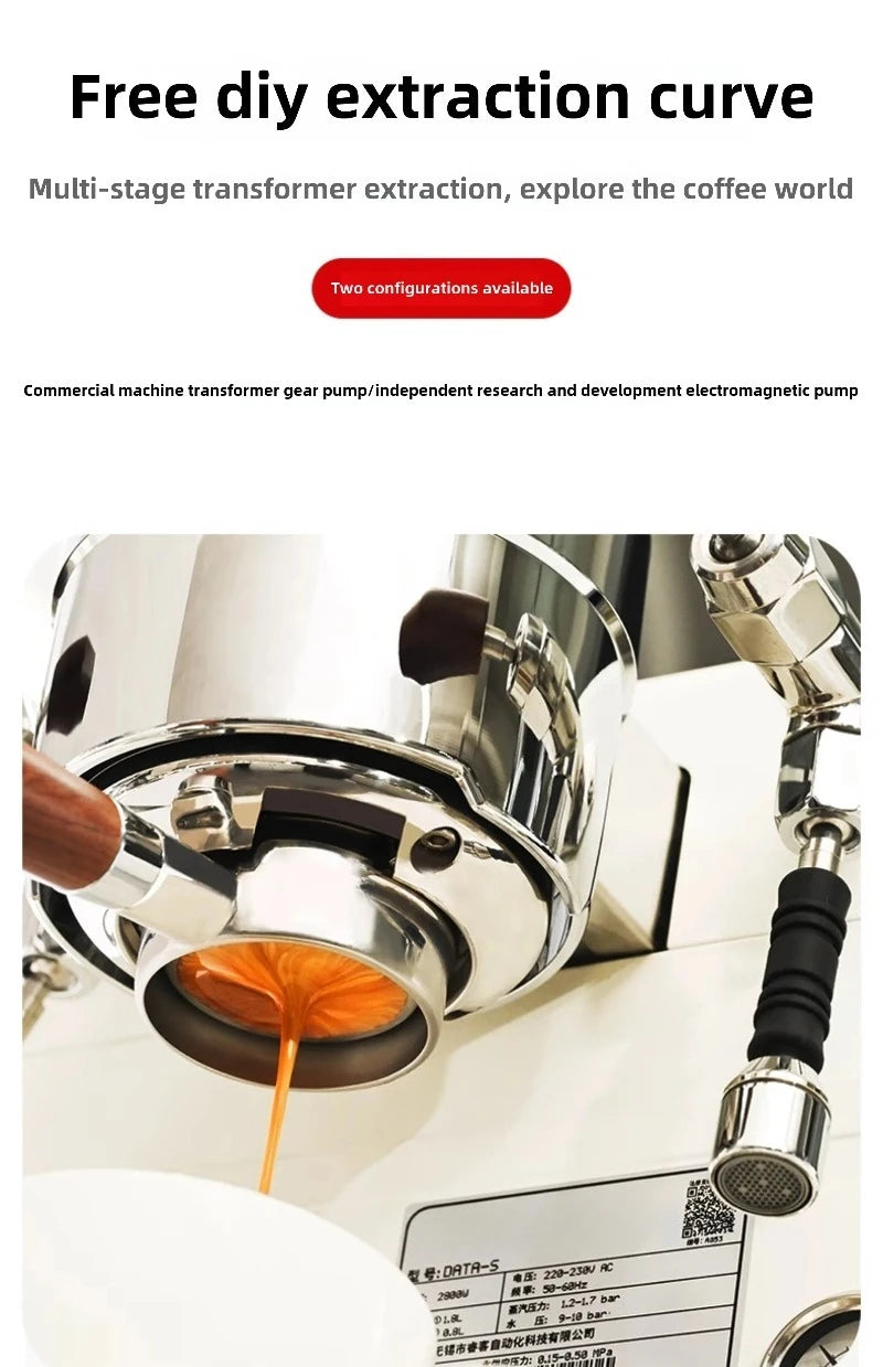 Coffee Maker Data-s,Water Tank Version 220V 50-60Hz, Italian Semi-automatic, 9Bar Dual Boiler,Pressure Swing Extraction,No paid