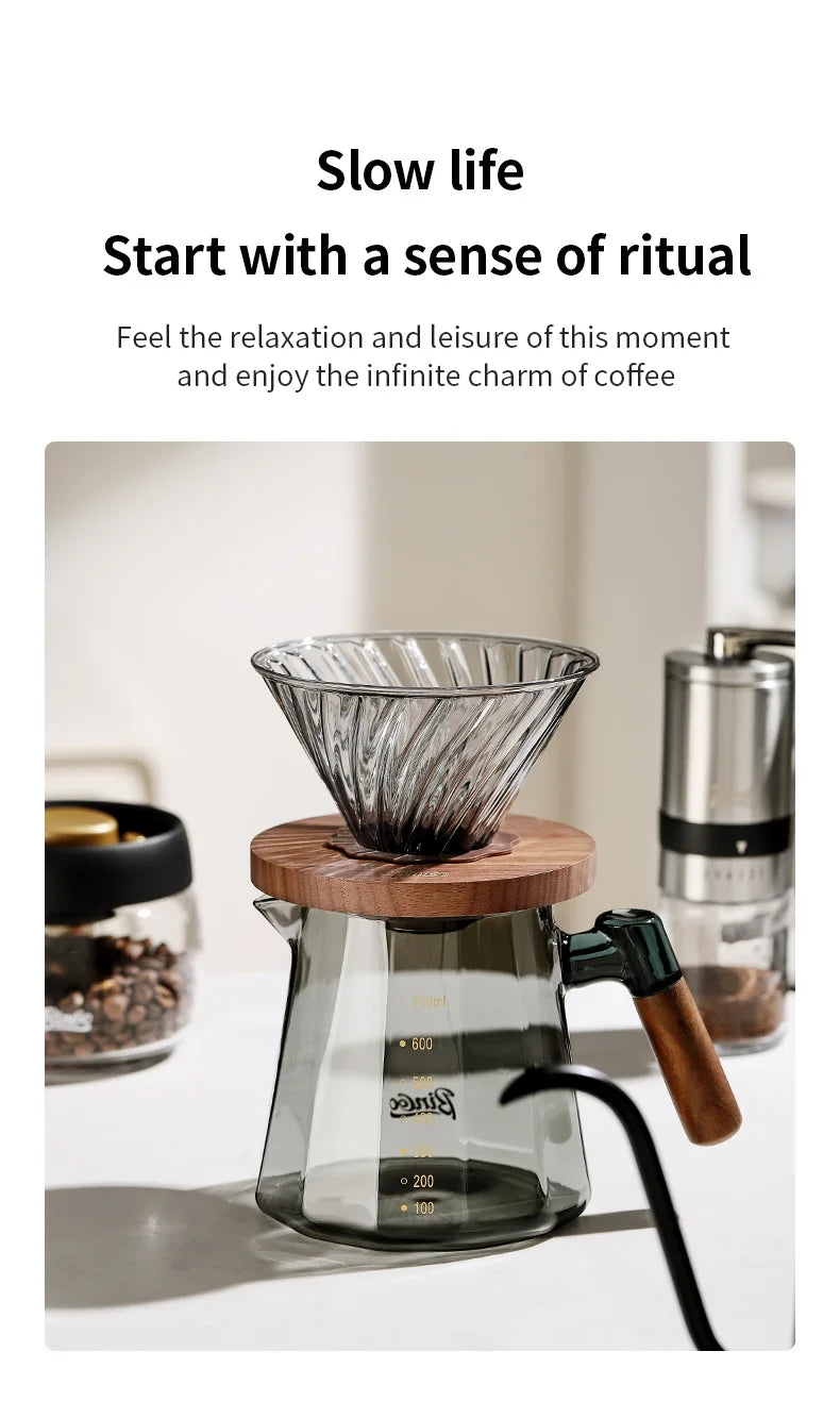Bincoo Pour Over Coffee Maker Set 800ml Glass Carafe Coffee with Glass Coffee Filter Drip Coffee Maker Set for Home or Office