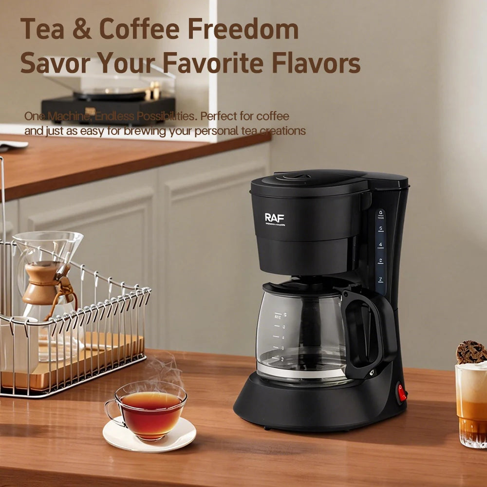 Drip Coffee Maker - Automatic Home Coffee Machine with Keep-Warm Function for American Coffee & Tea Brewing in Office