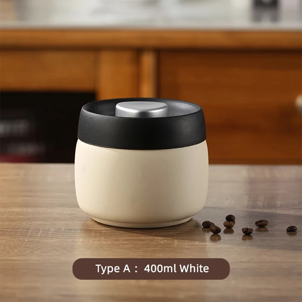 Coffee Sealed Can Stainless Steel Manual Vacuum Storage Container Jar Canister for Coffee Beans Outdoor Camping Kitchen Barista