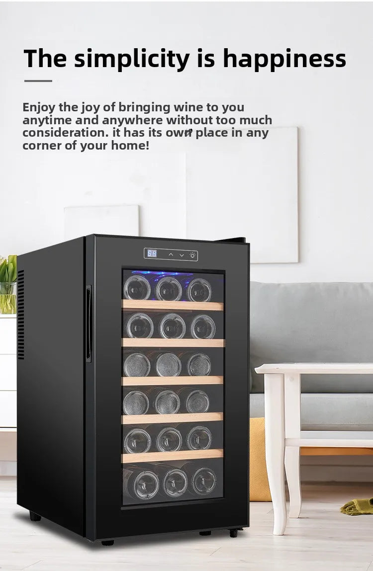 18 Bottle Wine Cooler Refrigerator , Quiet Freestanding Wine Fridge for Home/Office, 12℃-18℃ Adjustable Temperature,Glass Door