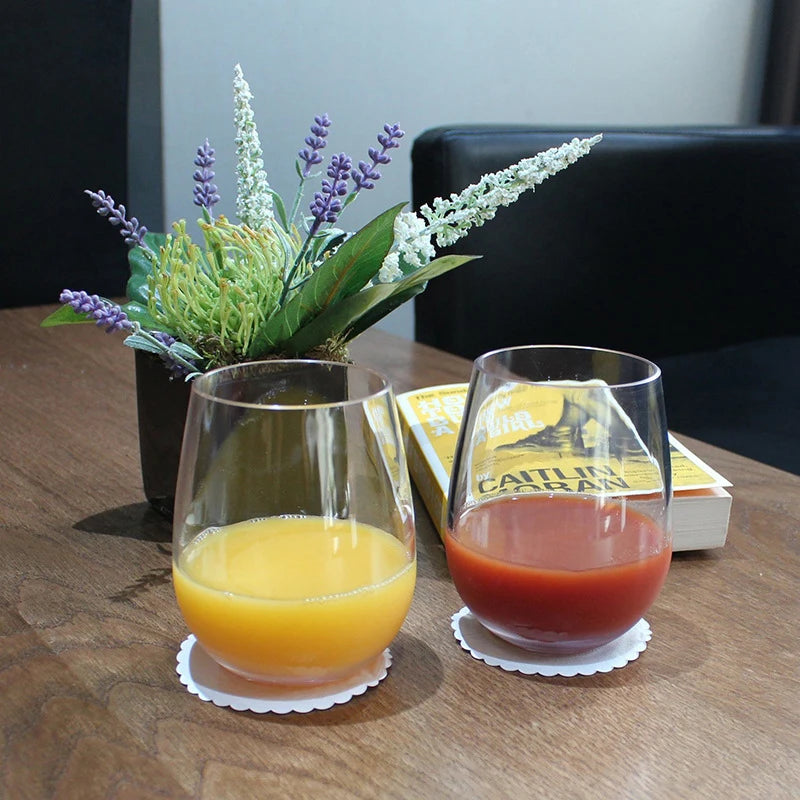 2/4Pcs Shatterproof Plastic Wine Glass 360/480ML Reusable Transparent Unbreakable PET Glasses Fruit Juice Beer Cups【Homeclub】