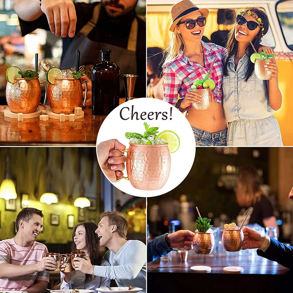 1-6PCS Stainless Steel Moscow Mule Mugs 500ML Beer Cups Cocktail Wine Juice Drink Cup Coffee Mugs Bar Champagne Party Drinkware