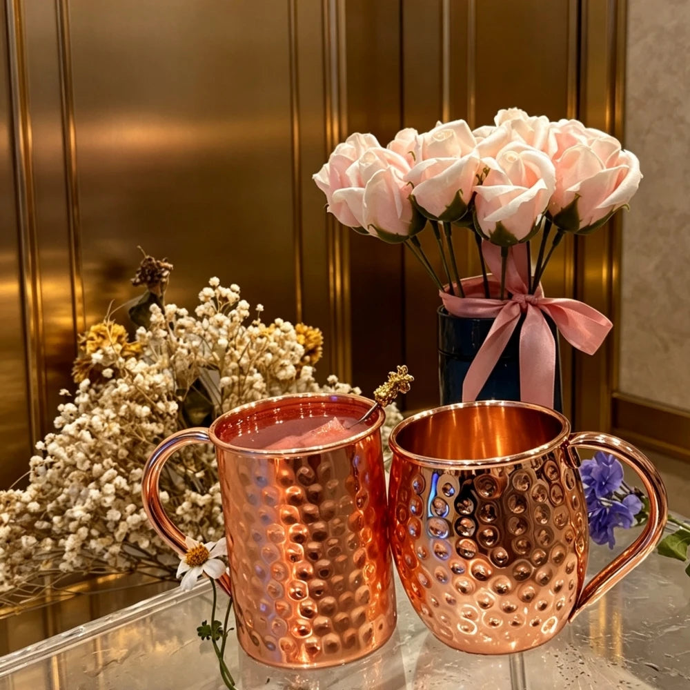 400-550ML Copper Plated Mug Durable Coppery Beer Mugs Coffee/Milk Cup Copper Cocktail Whiskey Glass Drinkware Bar Accessories