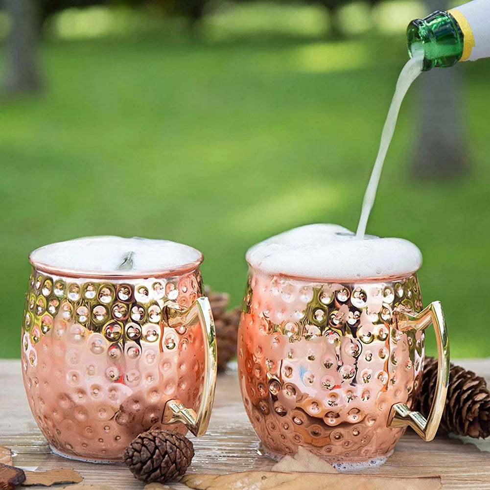 1-6PCS Stainless Steel Moscow Mule Mugs 500ML Beer Cups Cocktail Wine Juice Drink Cup Coffee Mugs Bar Champagne Party Drinkware