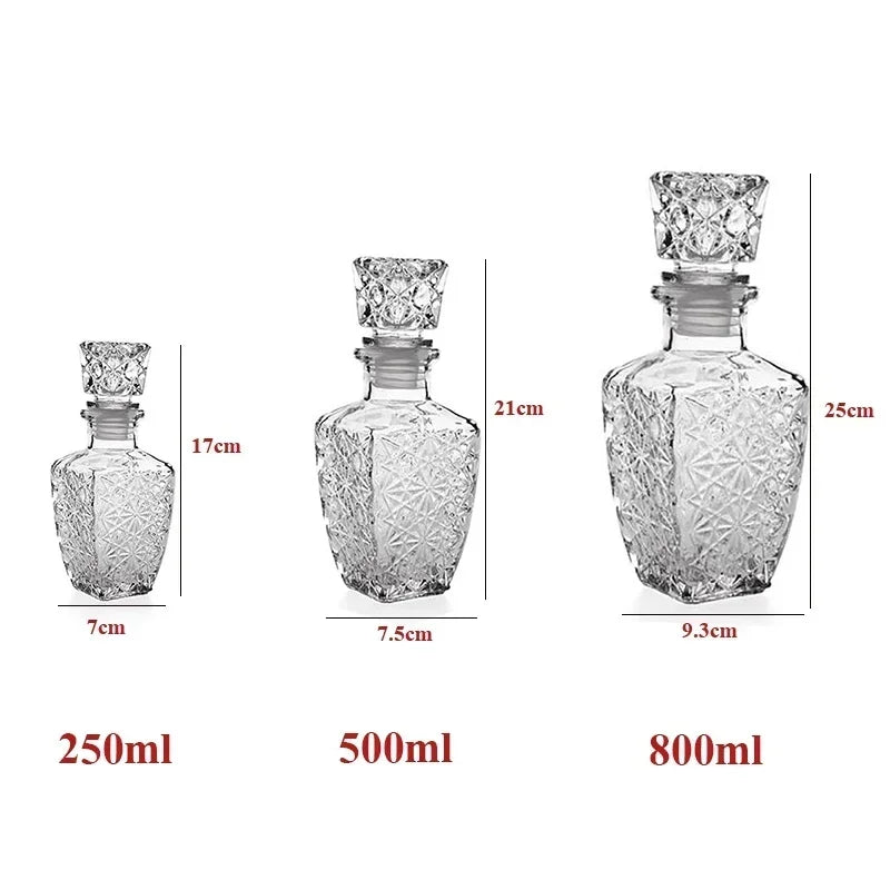 150/250/500/800ml Optional Crystal Glass Whiskey Liquor Wine Drinks Juice Transparent Bottle Wine Carafe Home Kitchen Tool