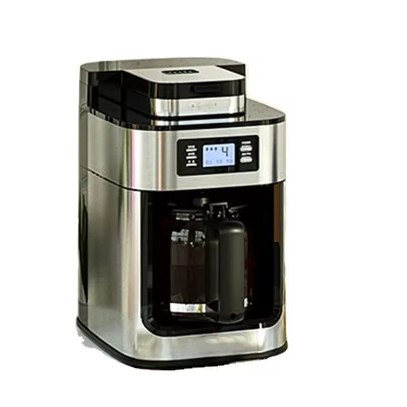 1500W Automatic Coffee Maker - Office/Home All-in-One Drip with Grinder, Fast Brew, Stainless Steel Black, Easy Clean