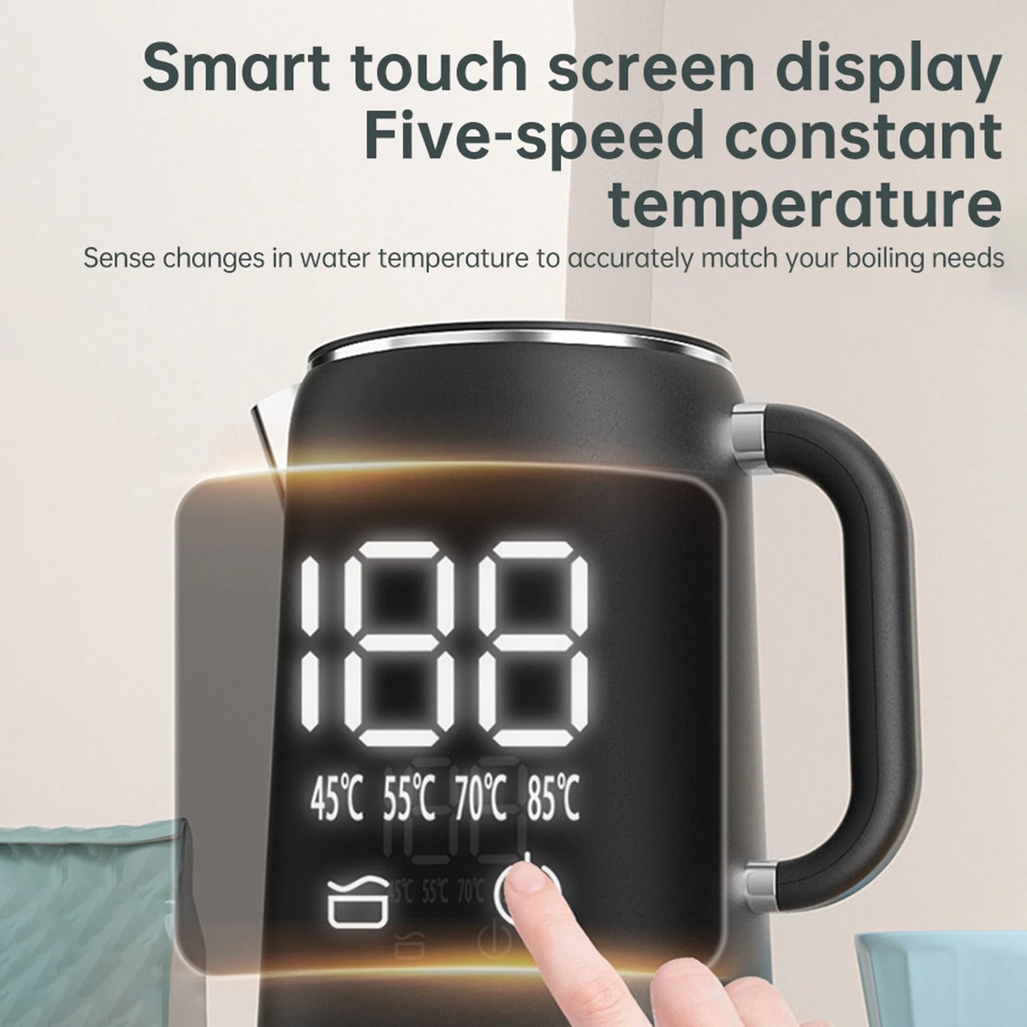 1.7L Electric Kettle Large Capacity Thermostatic Kettle Automatic Heat Preservation Teapot 304 Stainless Steel Liner Health Pot