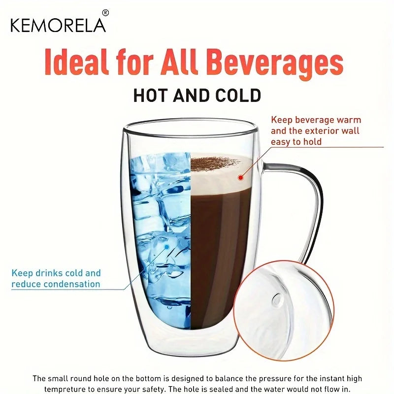 2/4/6PCS 350ML Double Wall Glass Coffee Mug With Handle Transparent Glass Cappuccino Cup Coffee Milk Tea Juice Tea Cup