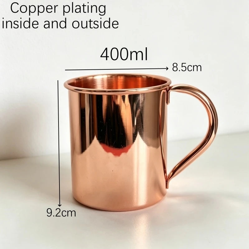 400-550ML Copper Plated Mug Durable Coppery Beer Mugs Coffee/Milk Cup Copper Cocktail Whiskey Glass Drinkware Bar Accessories