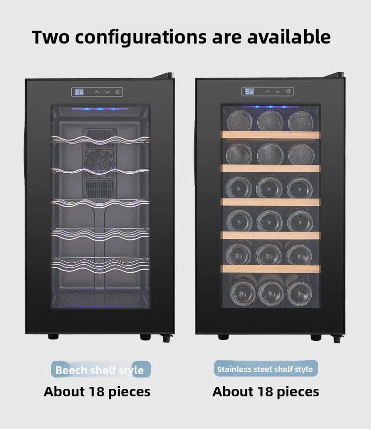 18 Bottle Wine Cooler Refrigerator , Quiet Freestanding Wine Fridge for Home/Office, 12℃-18℃ Adjustable Temperature,Glass Door