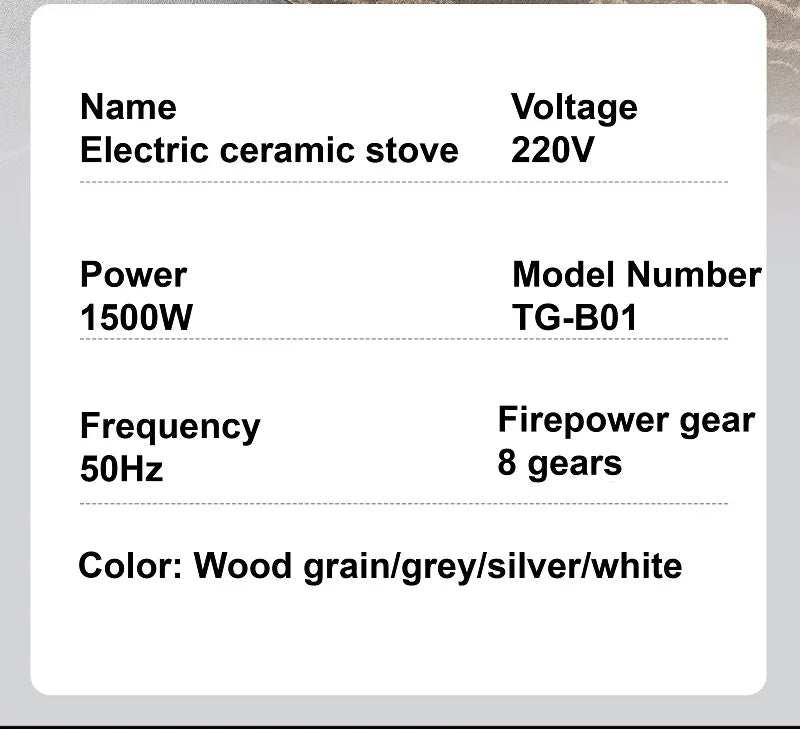 1500W Electric Ceramic Stove Smart Tea Stove Boiling Water Heater 8 Gear Heating Stove Office Timing Tea Maker Auto Keep Warm