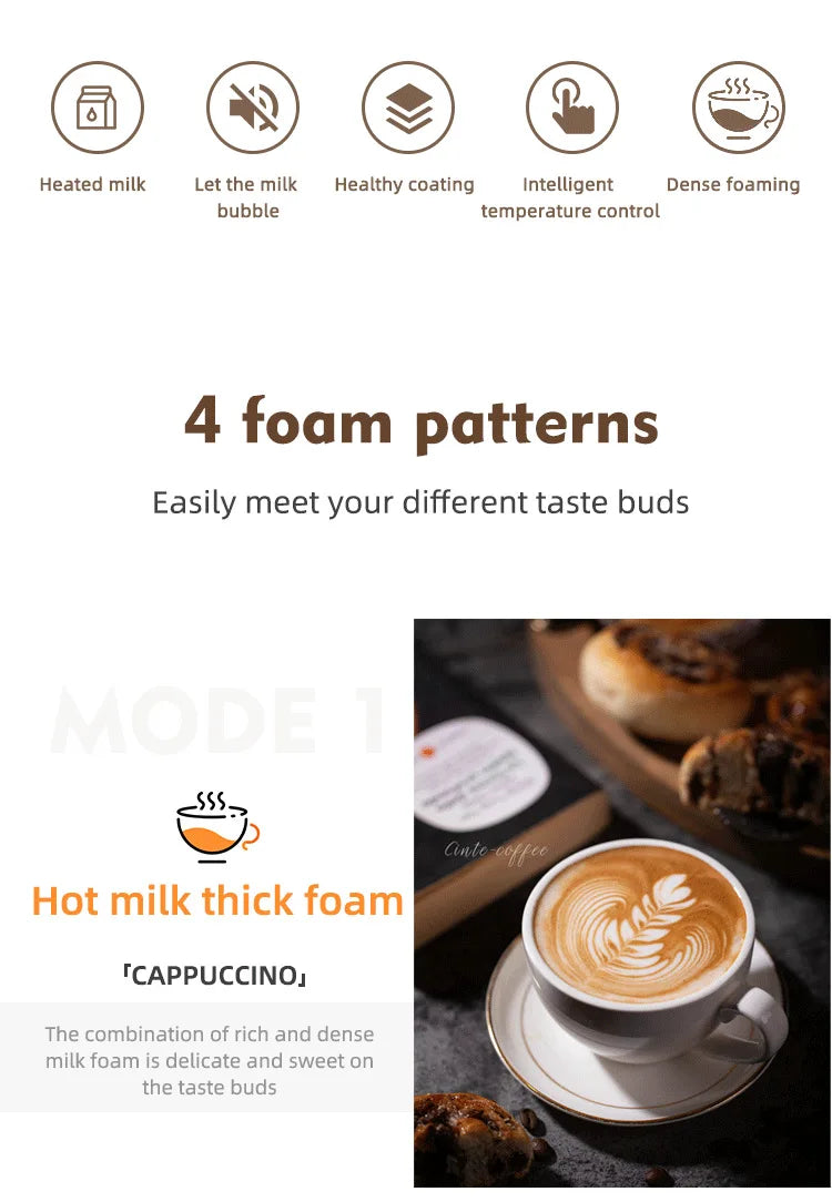 110V/220V Electric Milk Frother 4 In 1 Auto Mixer for Coffee Milk Foamer Machine Foldable handle Milk Heating Steamer Foamer