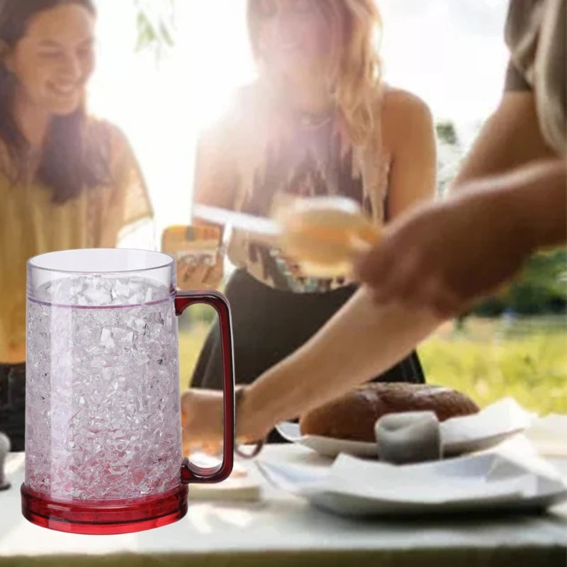 Freezer Ice Beer Mug Clear Cooling Wine Cup Double Wall Gel Frosty Beer Cup Drinking Glasses