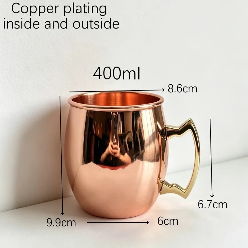 400-550ML Copper Plated Mug Durable Coppery Beer Mugs Coffee/Milk Cup Copper Cocktail Whiskey Glass Drinkware Bar Accessories
