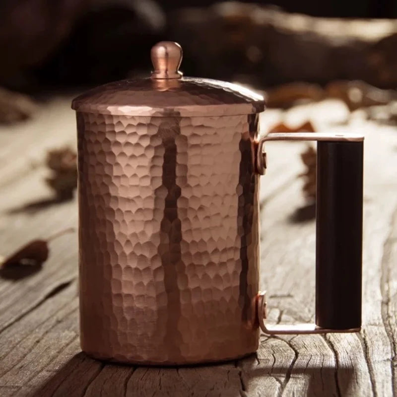 Vintage Copper Coffee Mug Handmade Moscow Mule Portable 450ml Tea Mug Drinkware for Hot and Cold Water Cup Kitchen Restaurant
