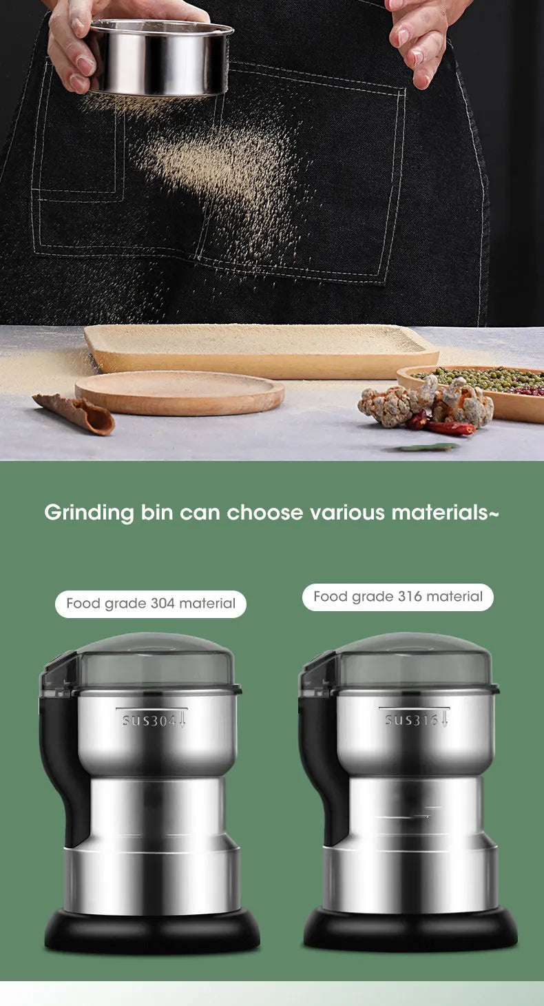 400W Electric Coffee Grinder for Beans Nuts Spices Grains Multifunctional Kitchen Grinder Machine Home Use