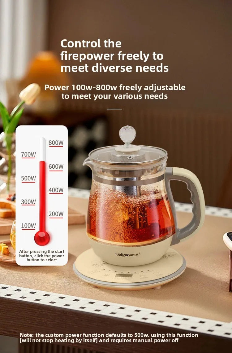 220V Geligao Automatic Double Boiler Health Kettle Thick Glass Multi Function Electric Tea Maker