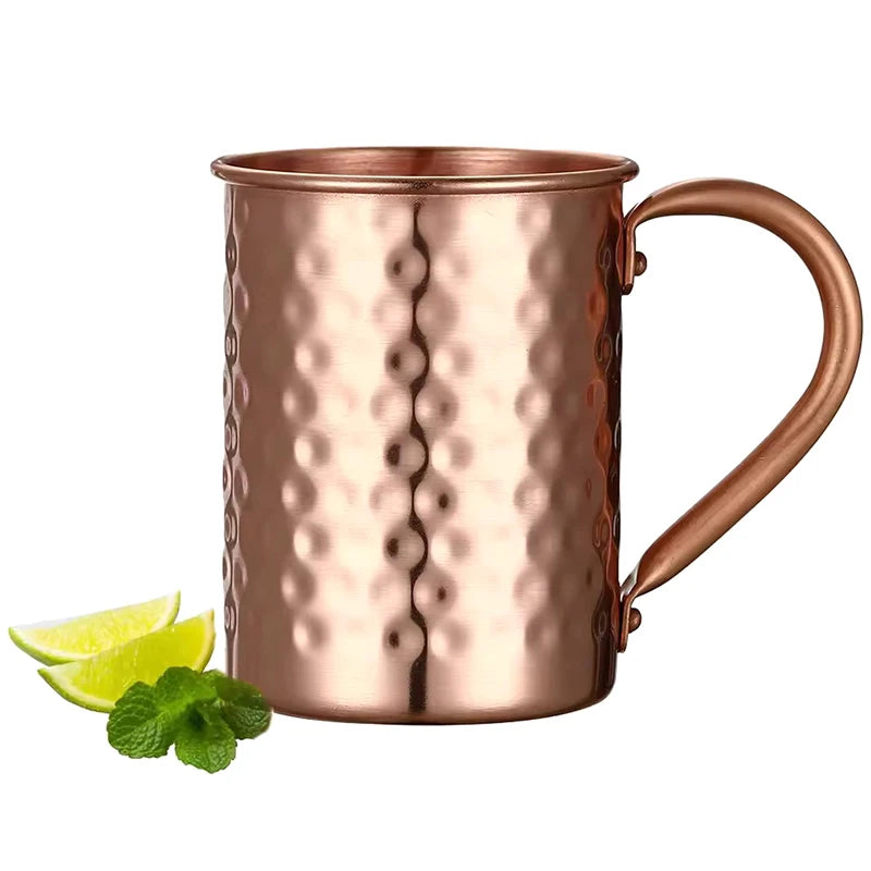 100% Copper Moscow Mule Mug Cocktail Wine Cup Hammered Coppery Beer Mugs Coffee Mug Milk Cup Bar Cup Drinkware Durable