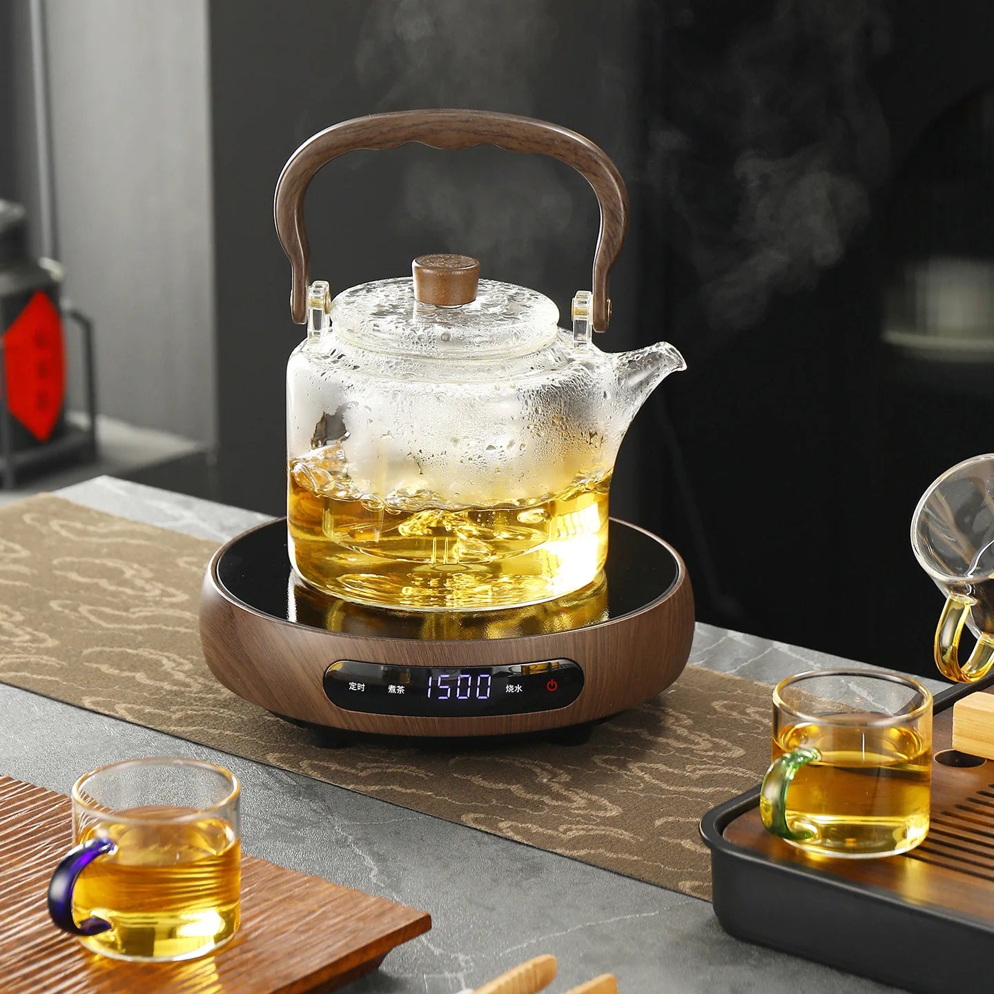 1500W Electric Ceramic Stove Smart Tea Stove Boiling Water Heater 8 Gear Heating Stove Office Timing Tea Maker Auto Keep Warm