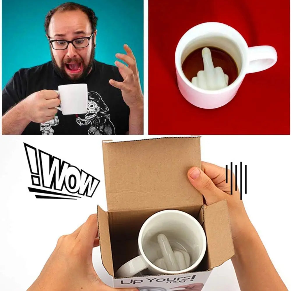 Middle Ceramic Mug Finger Cup Coffee Mug 3D Funny Women Men Water Tea Cup with Handle for Party April Fool's Day Christmas Gift