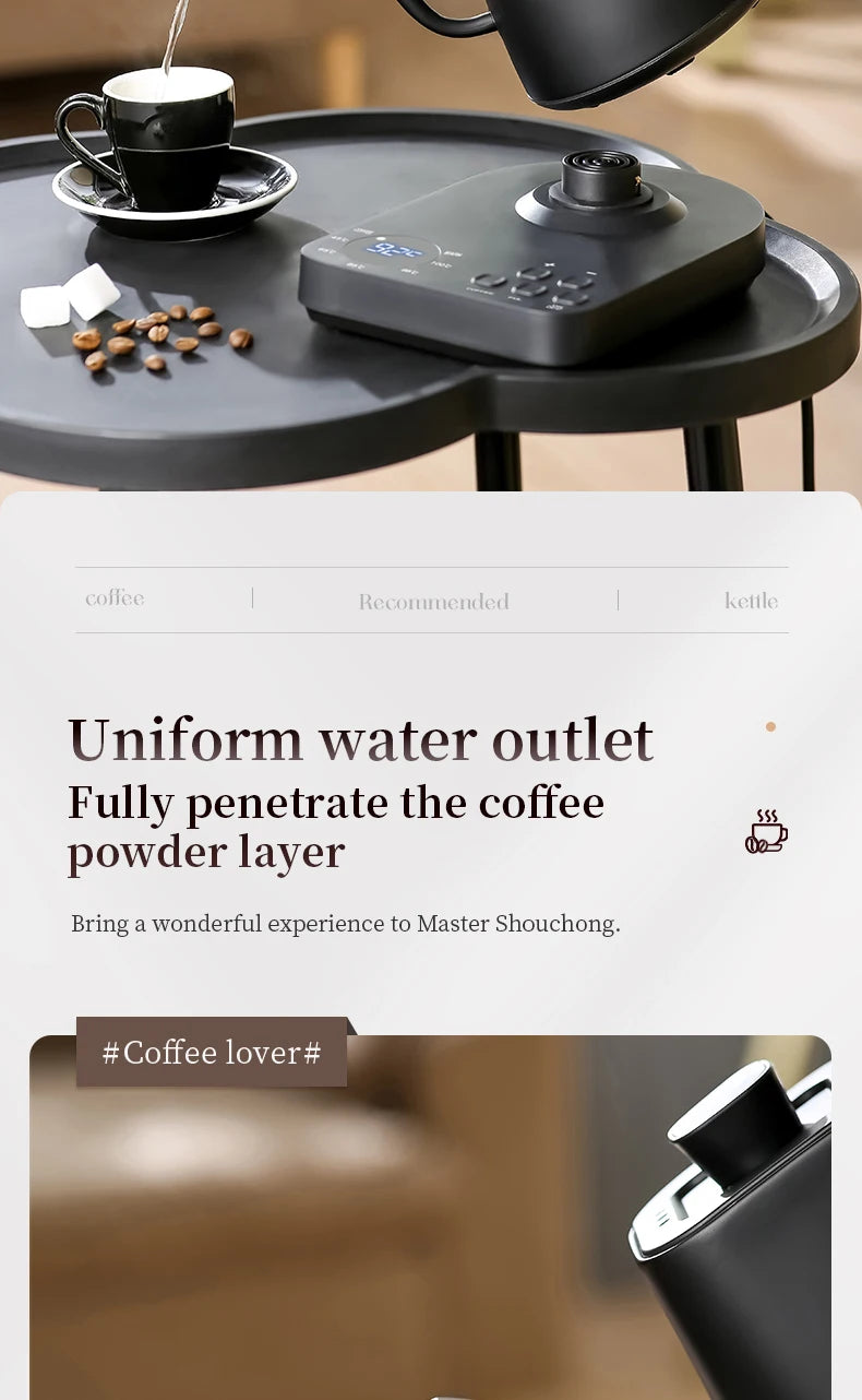 Electric Gooseneck Kettle 1000ML  Hand Brew Coffee Tea 1200W Pot Smart Teapot Temperature Control Pot Rapid Heating Kettle 220v