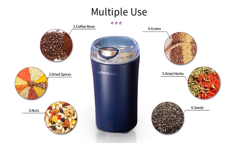2025 New Portable Coffee Grinder Household Small Grain Grinder 8 Knife Stainless Steel Nut Bean Grain Grinding Mixer