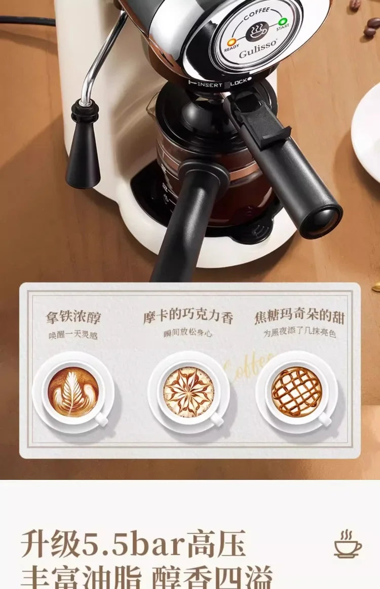 220V German Italian Semi Auto Espresso Coffee Machine Compact Home Office Mini American Brewer All in One BC