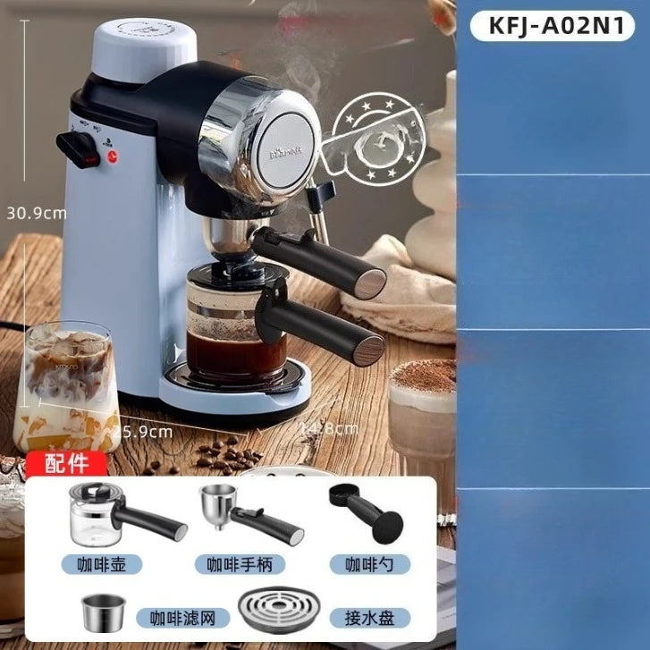 220V Bear Coffee Maker Small Home Espresso Semi Automatic Office All in One American Hand Grind Brew Machine