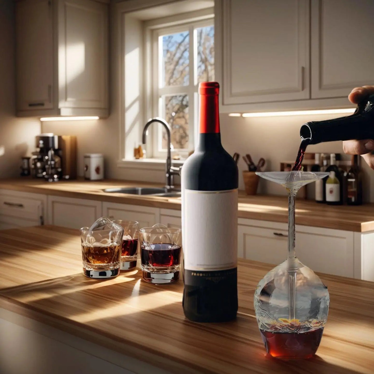 Wine Glass Upside-Down Red Wine Glasses Modern Glassware 400ml for Men Women Valentine's Day Birthday Christmas Hot Cold