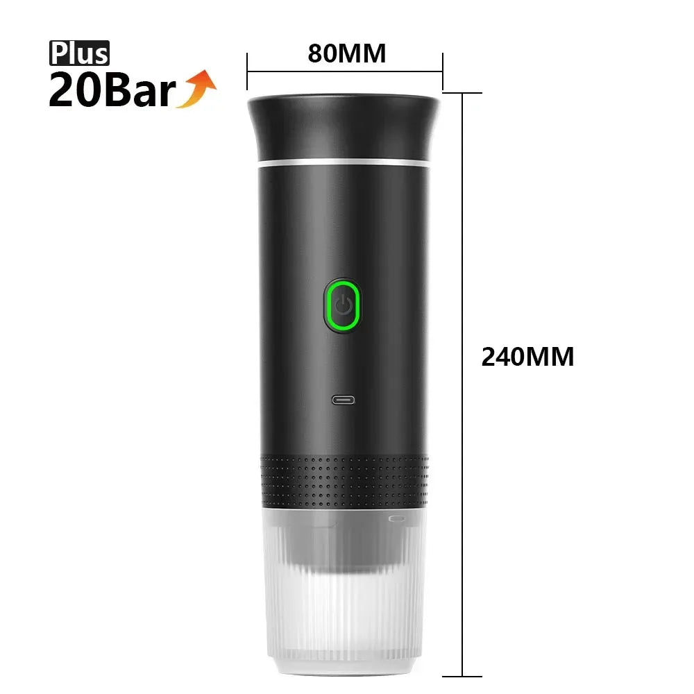 Portable Espresso Machine Mini Espresso Maker Self Heating Coffee Maker Compatible with Ground Coffee Capsule for Camping
