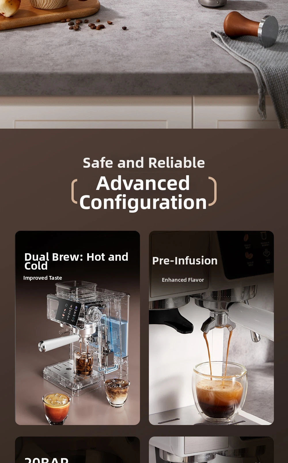 2-in-1 Cold & Hot Coffee Maker with Built-in Grinder & Milk Frother | Compact Espresso Machine for Home, Office & Small Cafés