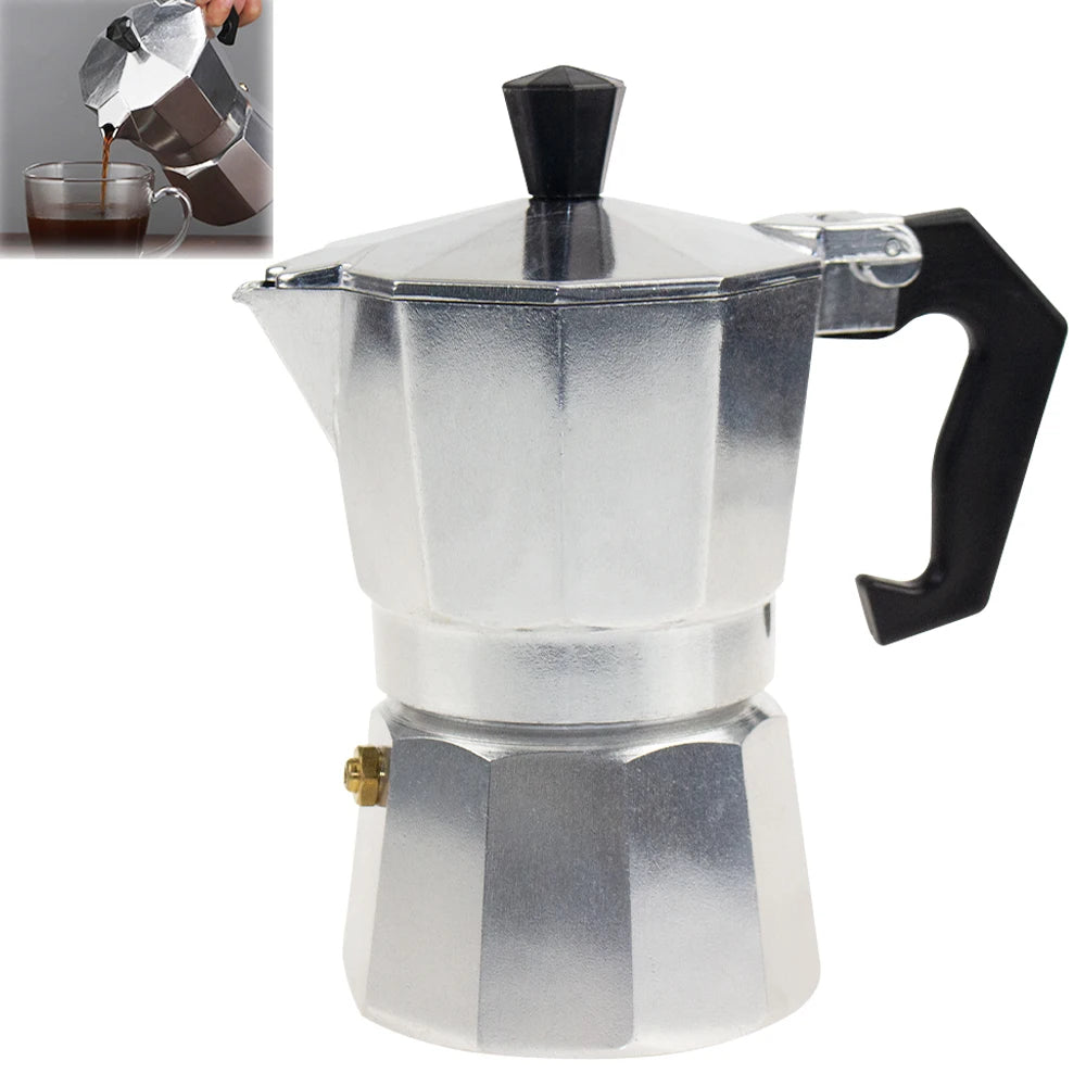 Moka Pot Italian Coffee Machine Espresso Aluminum Geyser Coffee Maker Kettle Latte Stove Classic Coffeeware Barista Accessories
