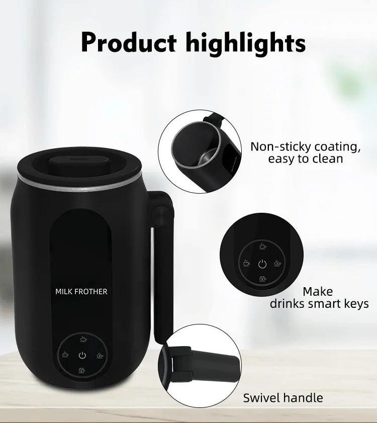 110V/220V Electric Milk Frother 4 In 1 Auto Mixer for Coffee Milk Foamer Machine Foldable handle Milk Heating Steamer Foamer