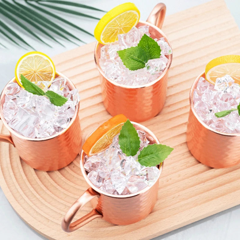 100% Copper Moscow Mule Mug Cocktail Wine Cup Hammered Coppery Beer Mugs Coffee Mug Milk Cup Bar Cup Drinkware Durable