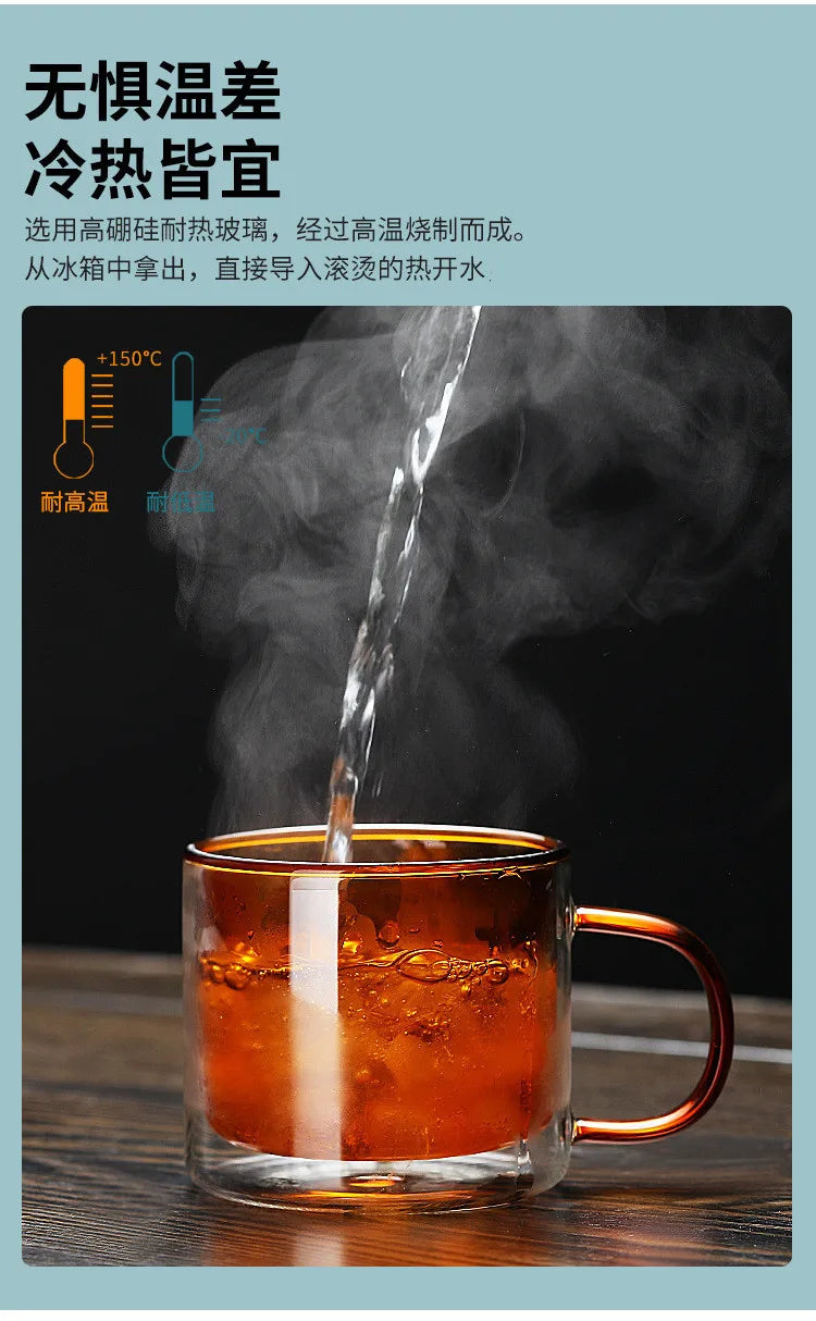 Double Wall Insulated Colorful Glass Cup Clear Espresso Coffee Mugs Handmade Beer Mug Tea Milk Whiskey Glass Cups Drinkware