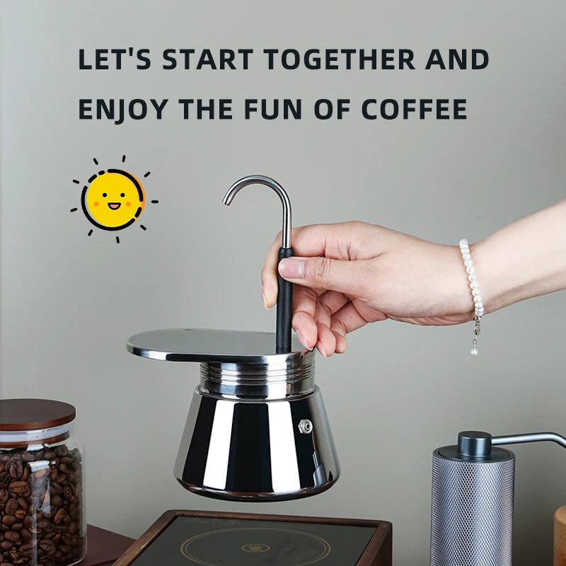 1 2 4Cups Espresso Coffee Maker Stainless Steel Mini Moka Pot With Unique Design