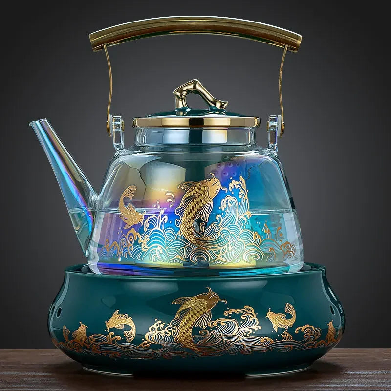 Electric Glass Teapot Kettle 220V with Induction Heating Plate for Quick Tea Water Boiling - Kitchen Tea Making Tool LYH