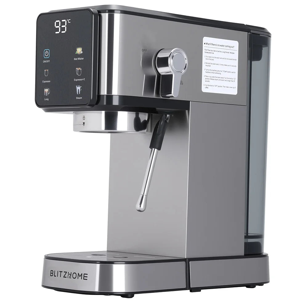 BlitzHome CM5105 Semi-Automatic Espresso Coffee Machine 20Bar 1350W with Touchscreen Control Cup Warmer 1L Removable Water Tank