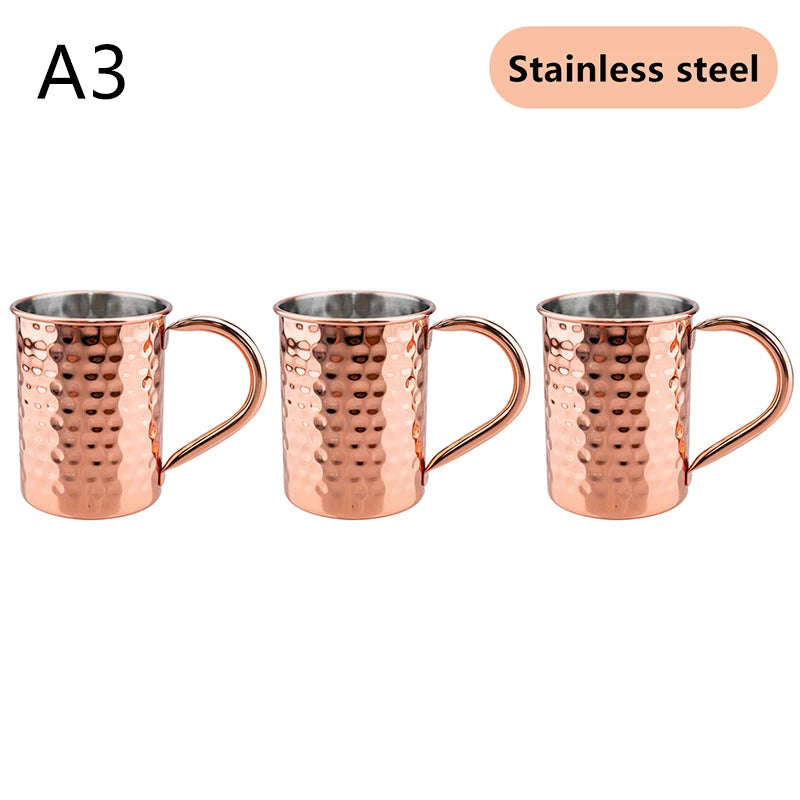 100% Copper Moscow Mule Mug Cocktail Wine Cup Hammered Coppery Beer Mugs Coffee Mug Milk Cup Bar Cup Drinkware Durable
