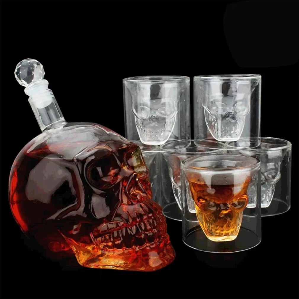 Transparent Skull Glass Wine Decanter Set Whiskey Skull Shot GlassesSkeleton Wine Glass For Bar Family Halloween Decoration Mug