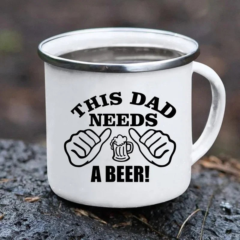 Creative Beer Coffee Mugs Dad Needs Beer Print Cup Unusual Tea Cup Tourist Mug Kawaii Cups for Coffee and Tea Personalized Gifts