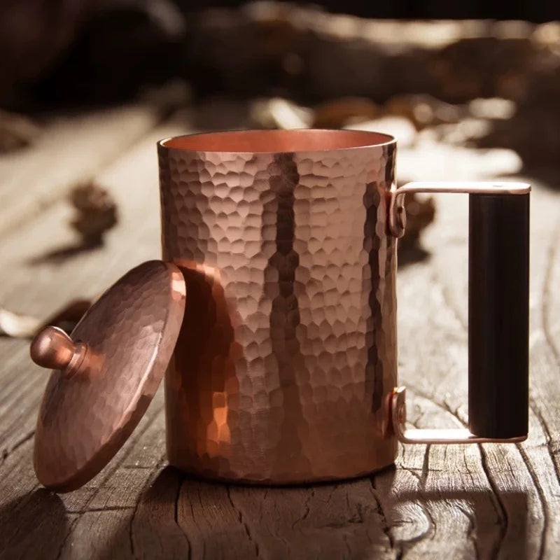 Vintage Copper Coffee Mug Handmade Moscow Mule Portable 450ml Tea Mug Drinkware for Hot and Cold Water Cup Kitchen Restaurant