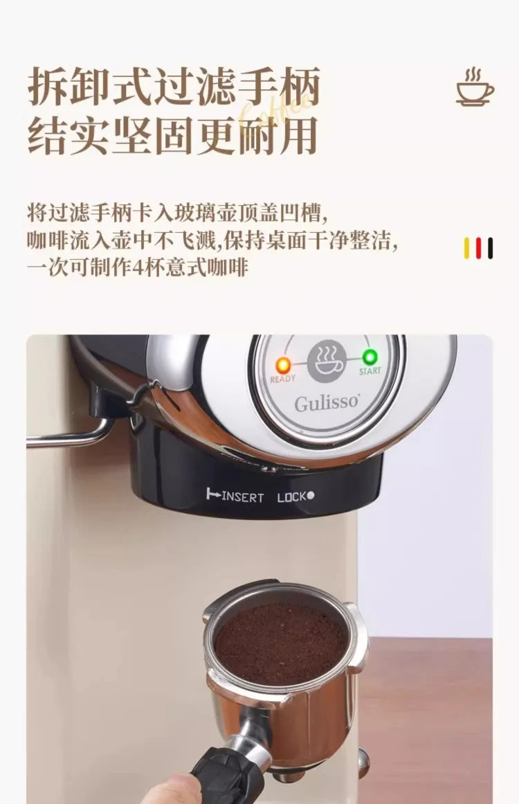 220V German Italian Semi Auto Espresso Coffee Machine Compact Home Office Mini American Brewer All in One BC